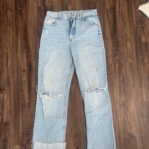 Zara Light Blue Straight Leg Jeans